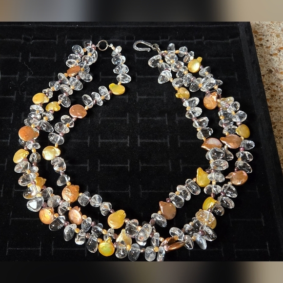 3 Standar Quartz Genuine Peral Necklace / Sterling Clasp Free Pearl Earrings - Picture 4 of 17